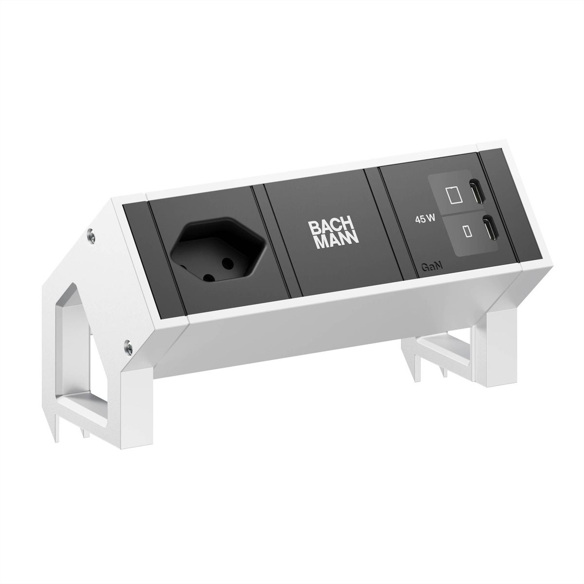 BACHMANN DESK2 1xCH 90° 1xUSB C/C 45W, L=0.2m INOX