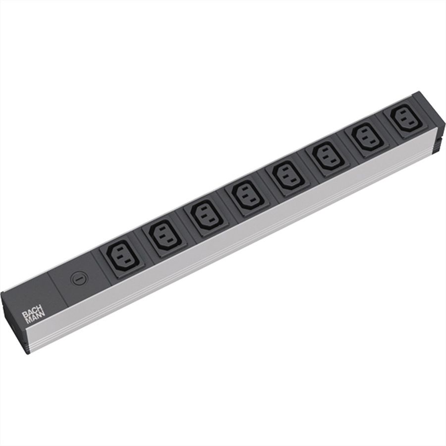 BACHMANN Stekkerdoos 19" 8x C13 connectoren, stroomkabel met geaarde stekker, zwart, 10A zekering