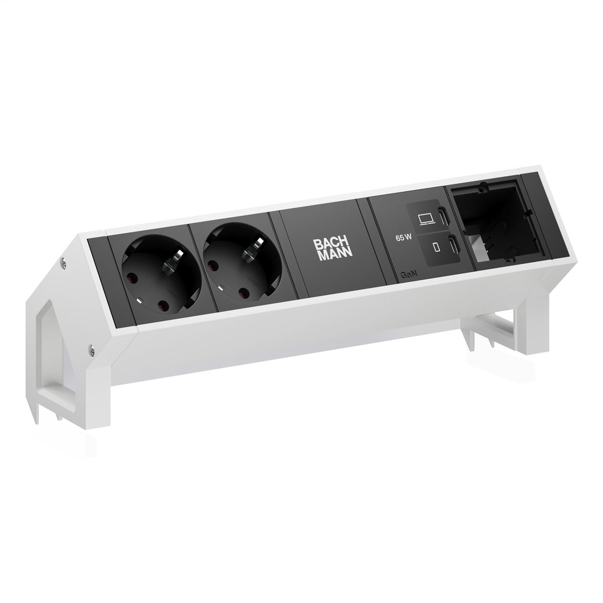 BACHMANN DESK2 2xCEE7/3 1xUSB C/C 65W, 1xCM L=0.2m RAL9010