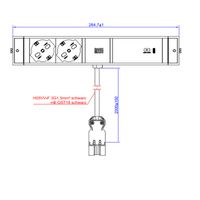 BACHMANN DESK RAIL 2xP40 1xUSB C 60W, 2.0m GST18 Italia