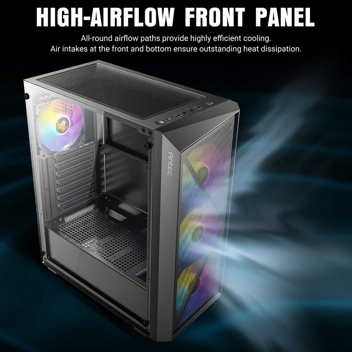 ANTEC AX67 ARGB PC Case Midi Tower Gaming ATX, black