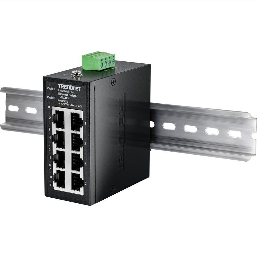 TRENDnet TI-ELC80 8-poorts Ethernet Mini Switch Industriële DIN-rail