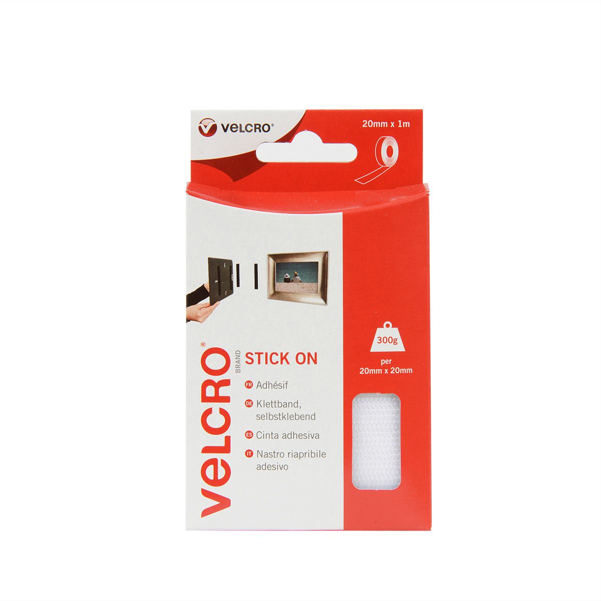 VELCRO® zelfklevend klittenband 20 mm x 1 m wit