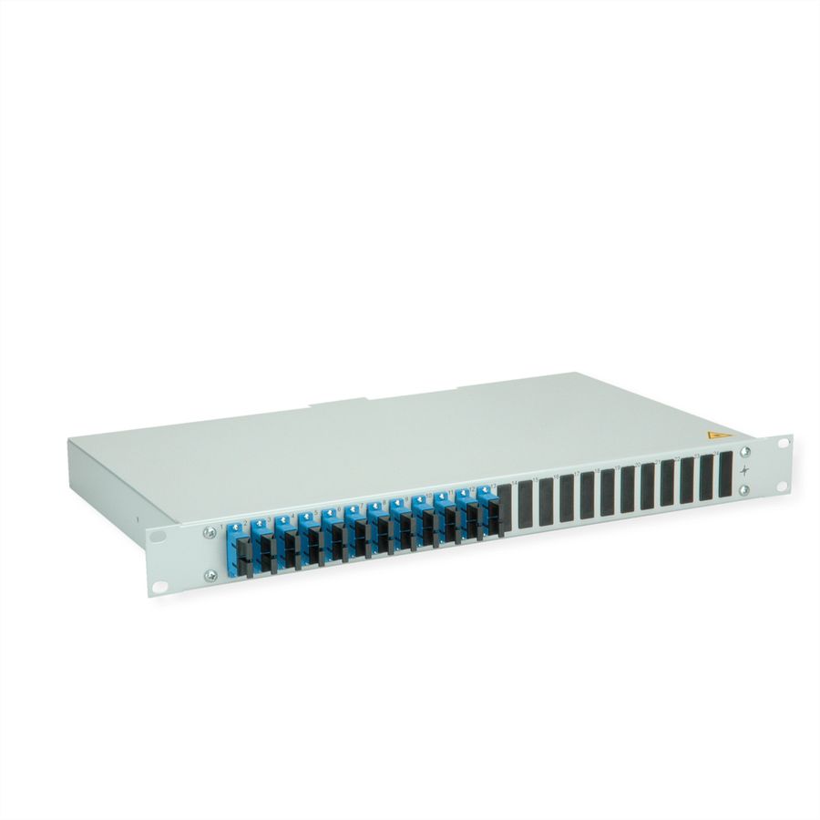 TELEGÄRTNER BASIS eco LWL-Panel mit Kupplungen & Pigtails, 12x SC Duplex, blau, OS2 PC, Grade C