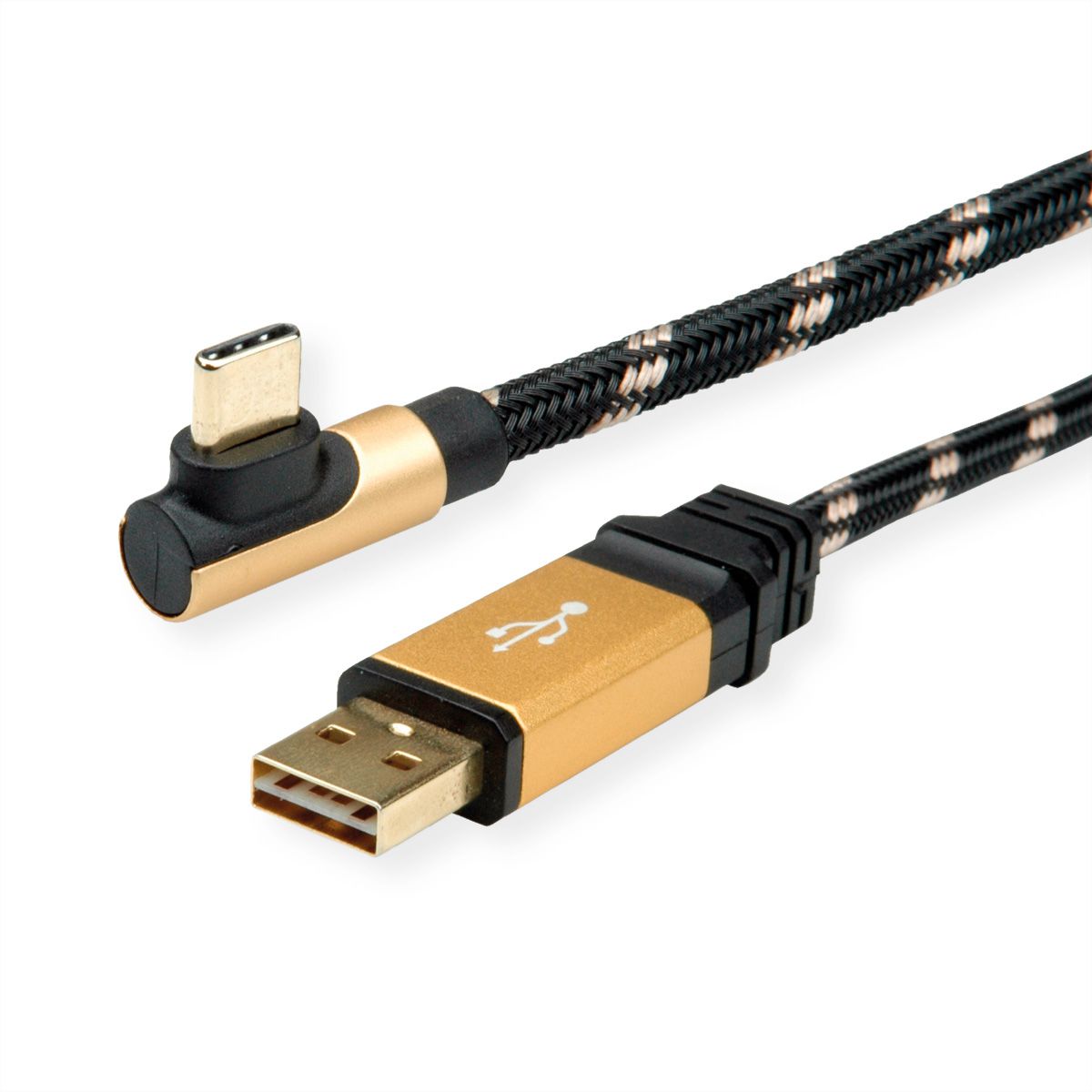 ROLINE GOLD USB 2.0 Cable, reversible USB-A - USB-C 90° angled, M/M, 3 m