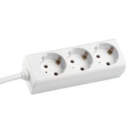 BACHMANN SELLY socket strip 3x earthing contact, white, 3 m