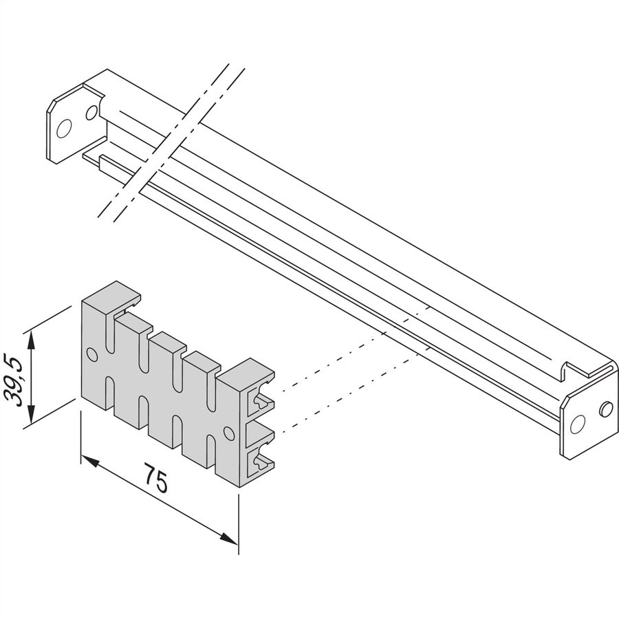 SCHROFF C-rail kabelbevestigingsrail