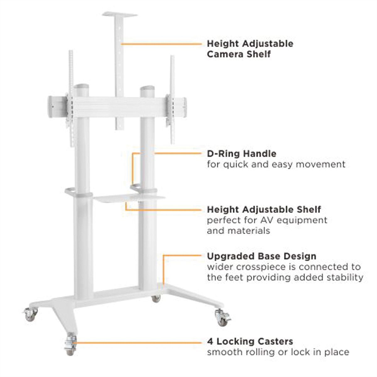 ROLINE Ultra Large LCD/TV Mobile Cart, TV < 304cm (70" - 120"), up to 140 kg, black