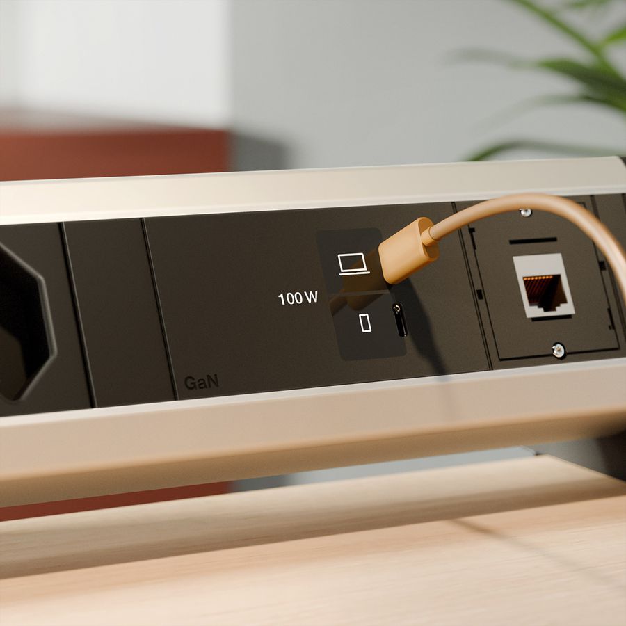 BACHMANN DESK 2xCH 90° 1xUSB C/C 100W, 1xCM