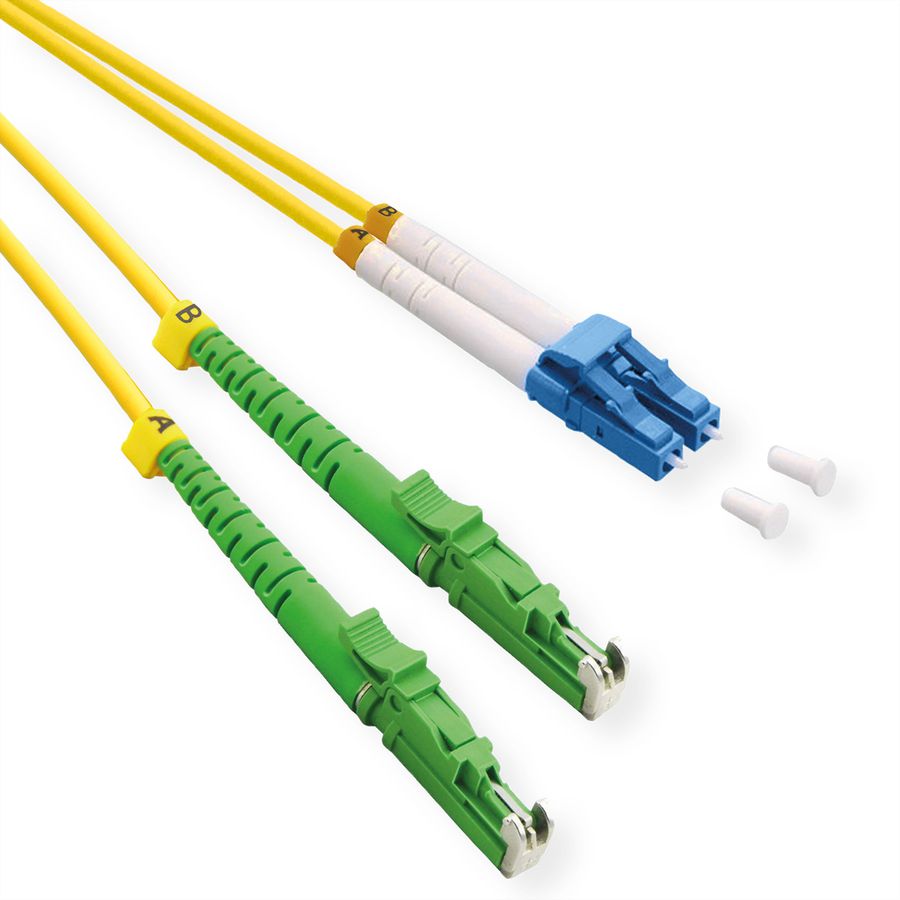 ROLINE FO Jumper Cable Duplex, 9/125µm, OS2, LSH APC / LC UPC, LSOH, yellow, 7.5 m