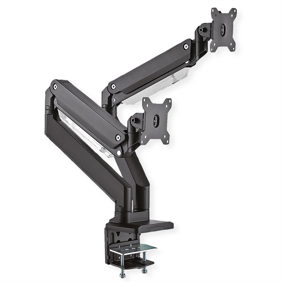 ROLINE Dual LCD Monitor Stand Pneumatic, Desk Clamp, Pivot, 5 Joints, max. 15 kg, up to 35"