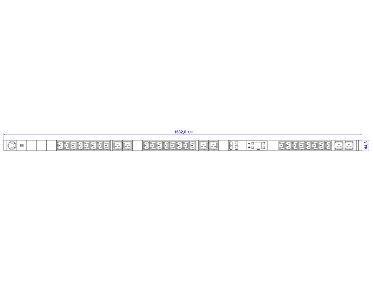 BACHMANN BN3000 Slave 24xC13 6xC19, Meting per fase3m H05VV-F 5G2,5 CEE 3x16A