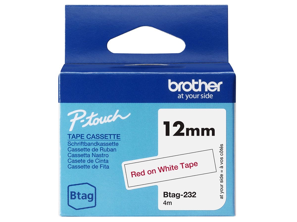 Brother BTAG-232 label-making tape Red on white
