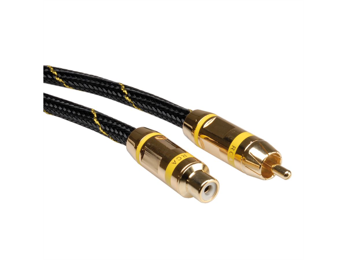 ROLINE GOLD Tulp kabel. simplex M/F, geel, 2,5 m