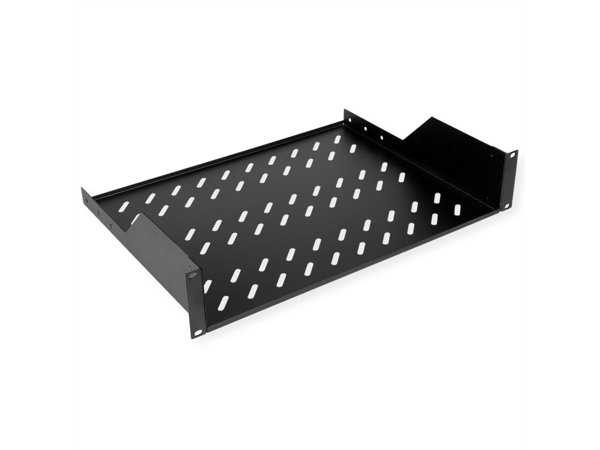 ROLINE 19-inch plank 2 U 350 mm diep, 25 kg draagvermogen zwart