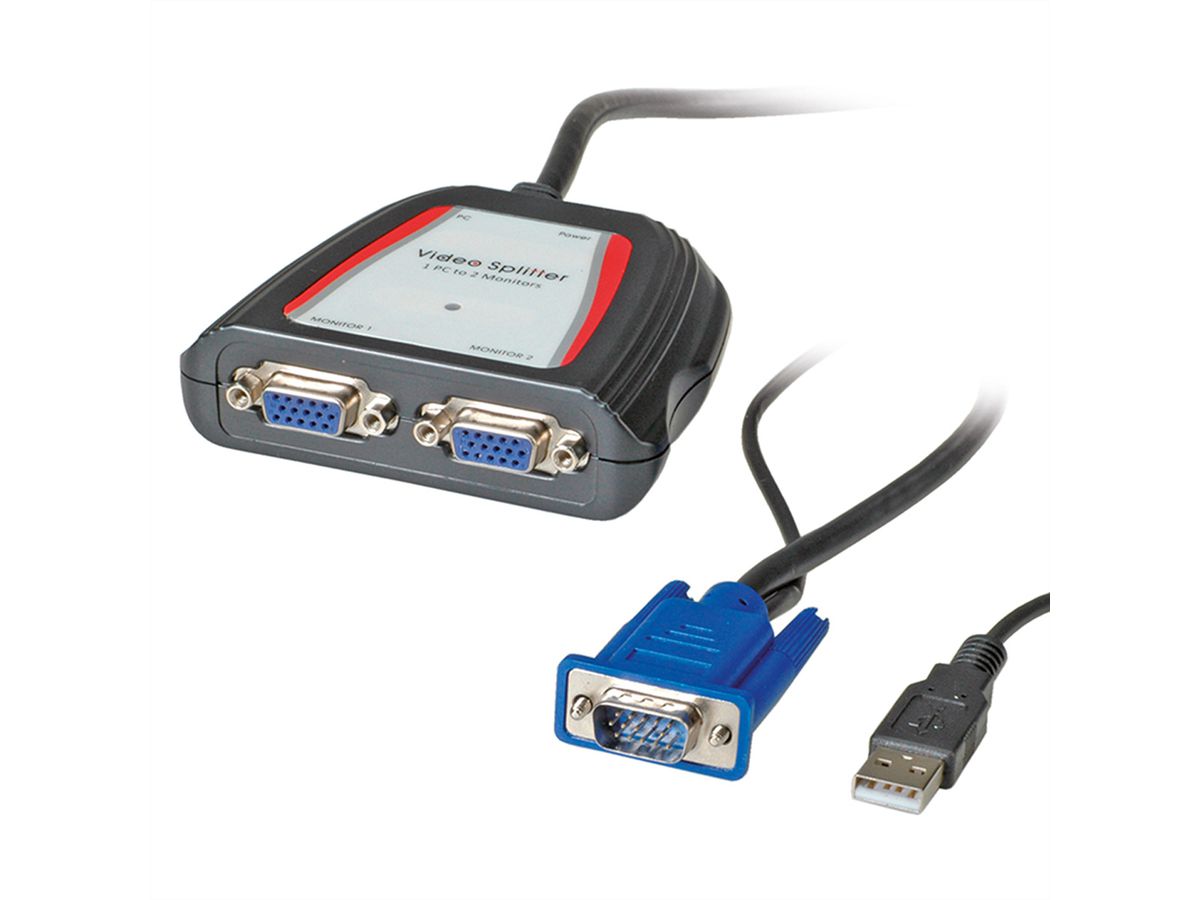 VALUE Portable VGA Video-Splitter, 2-port, 250MHz