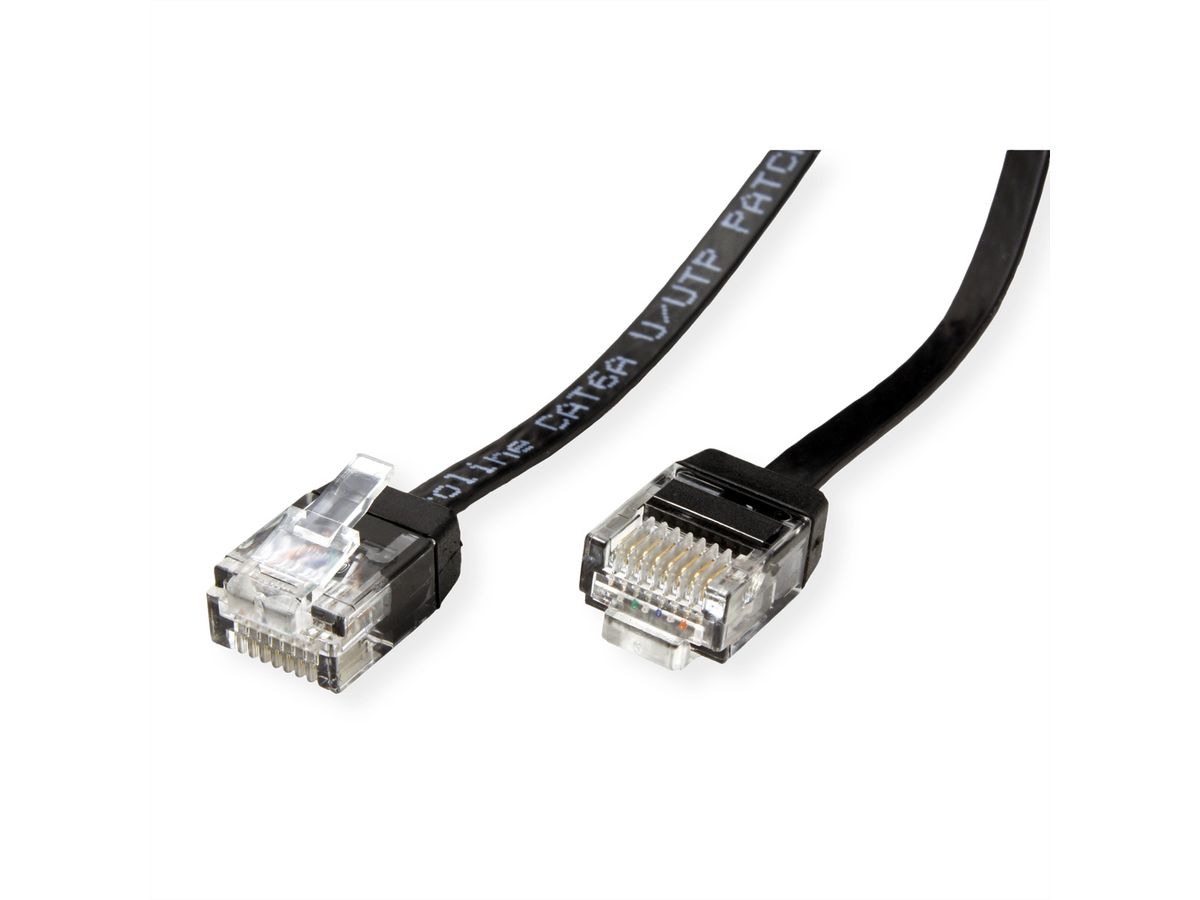 ROLINE patchkabel Cat.6A (klasse EA) UTP , extra plat, zwart, 1 m