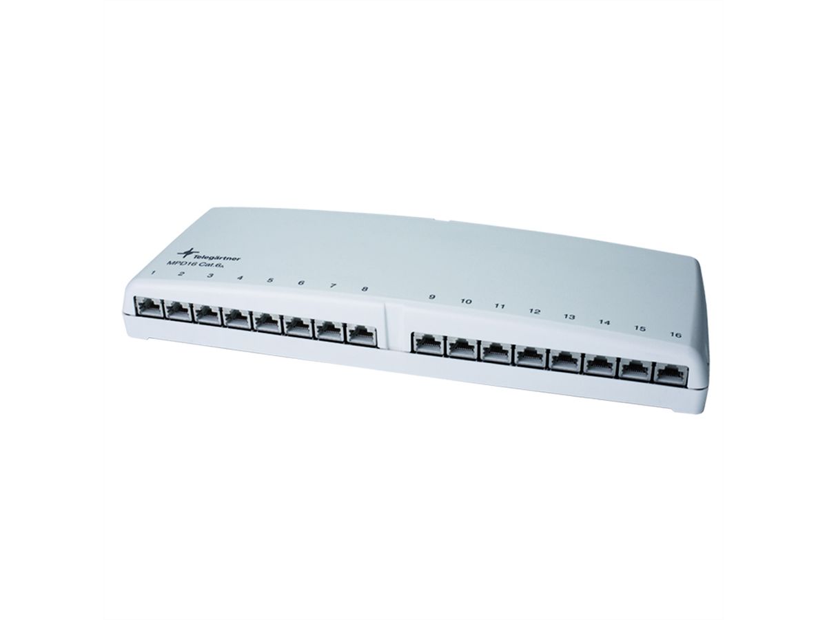 TELEGÄRTNER Mini Distributor MPD16 K Cat.6A, alpine white, CU-MD MPD16 C6A LSA s