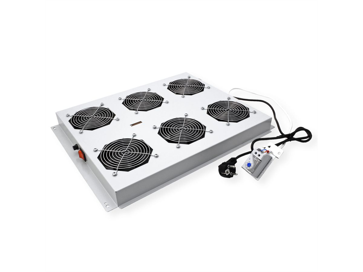 ROLINE 19-inch roof-mounted fan unit 6 fans, Thermostat grey