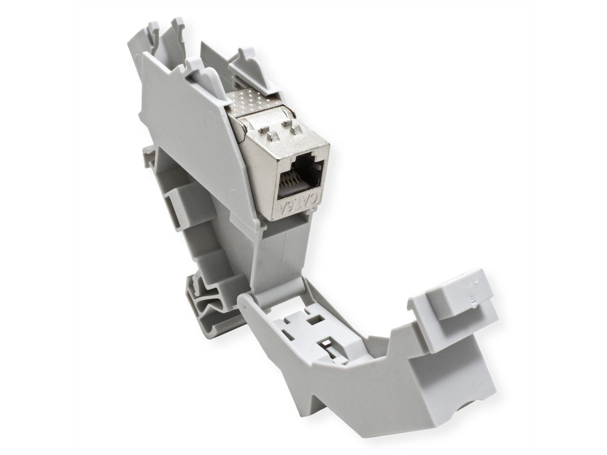ROLINE DIN-railadapter voor Keystone-modules, incl. Cat.6A Keystone, afgeschermd, 45°