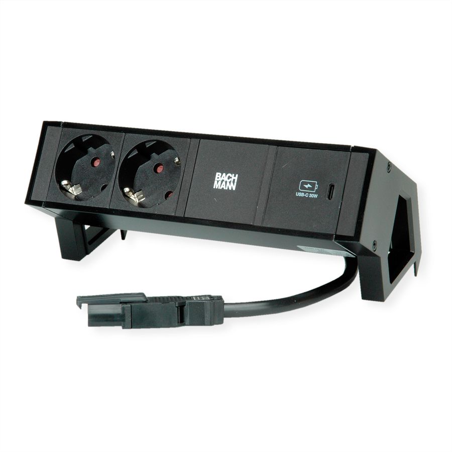 BACHMANN DESK2 2xprotective contact USB C, USB Charger 30W 0.2m GST18 black