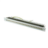 19" Patch paneel MPP24, 1 HE, Cat.6A (klasse EA) (ISO/IEC), 24 poorten, grijs
