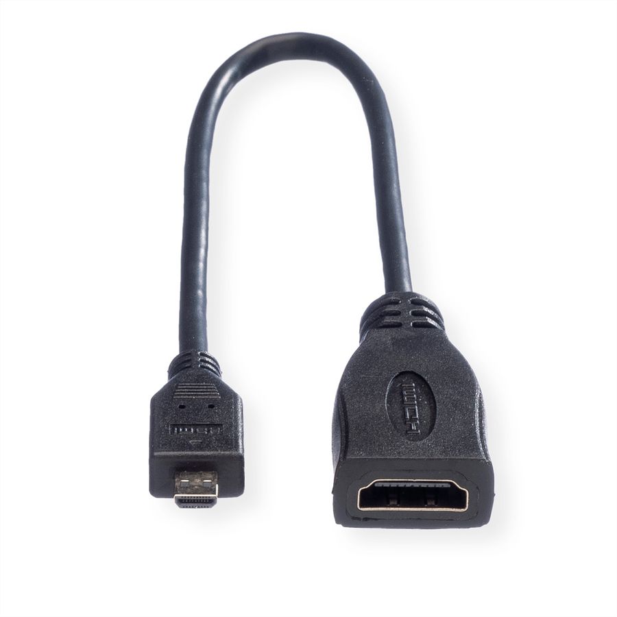 ROLINE HDMI High Speed Kabel met Ethernet, HDMI F - Micro HDMI M, 0,22 m