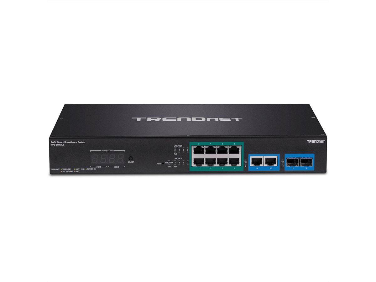 TRENDnet TPE-3012LS 12-poorts Gigabit PoE+ Smart Surveillance Switch