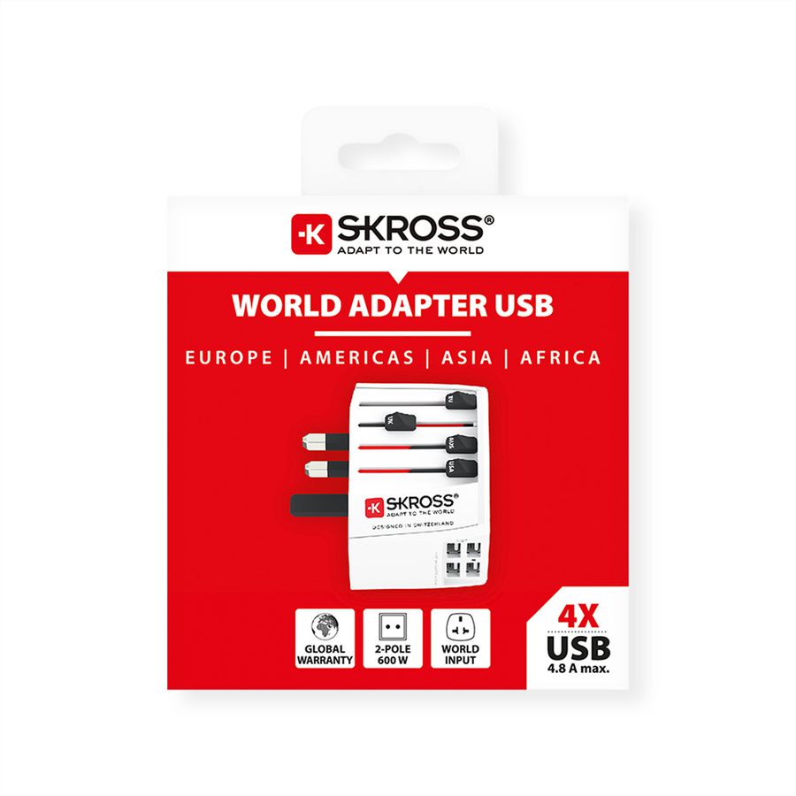 Skross MUV USB 4A Universal Travel Adapter, worldwide