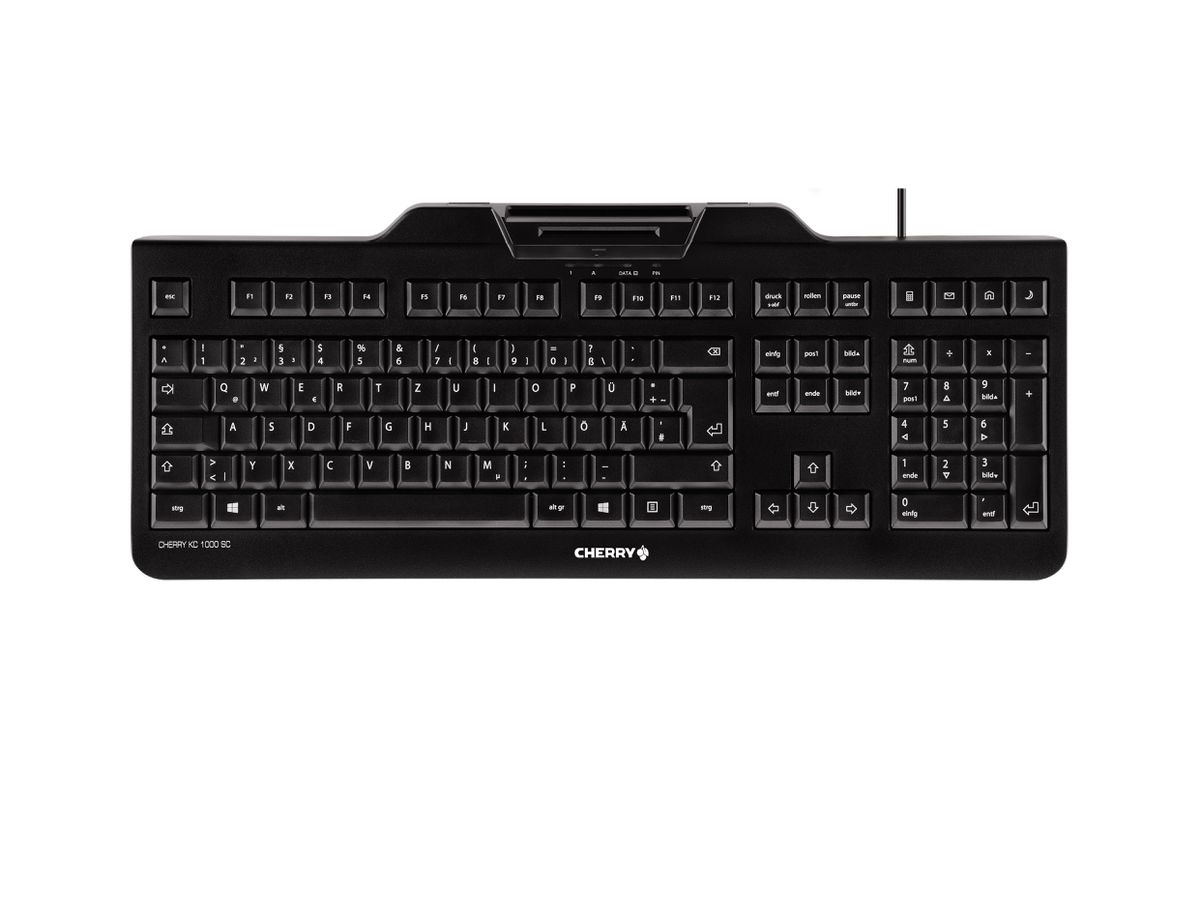 CHERRY KC 1000 SC Corded Smartcard Keyboard, Black, USB (QWERTY - UK)