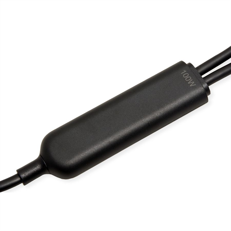 VALUE USB 2.0 Y-Splitter Charging Cable, 1x C to 2x C, max. 100W, black, 1.8 m