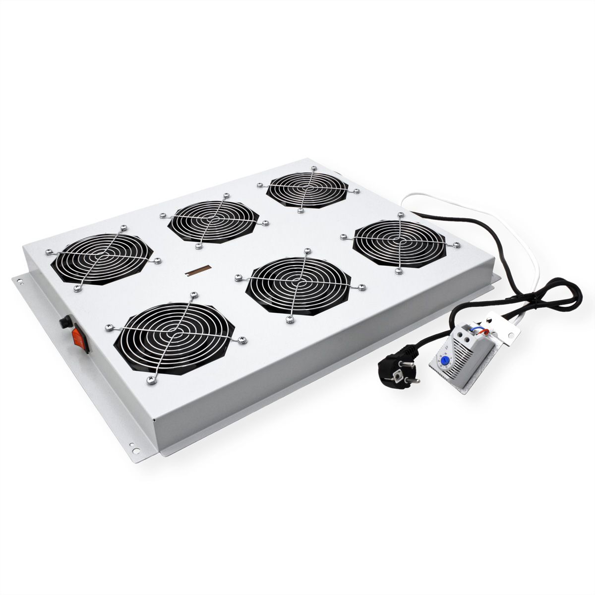 ROLINE 19-inch dakventilatorunit 6 ventilatoren, Thermostaat grijs