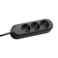 BACHMANN SMART socket strip 3x protective contact, screwed, black, 1.5 m