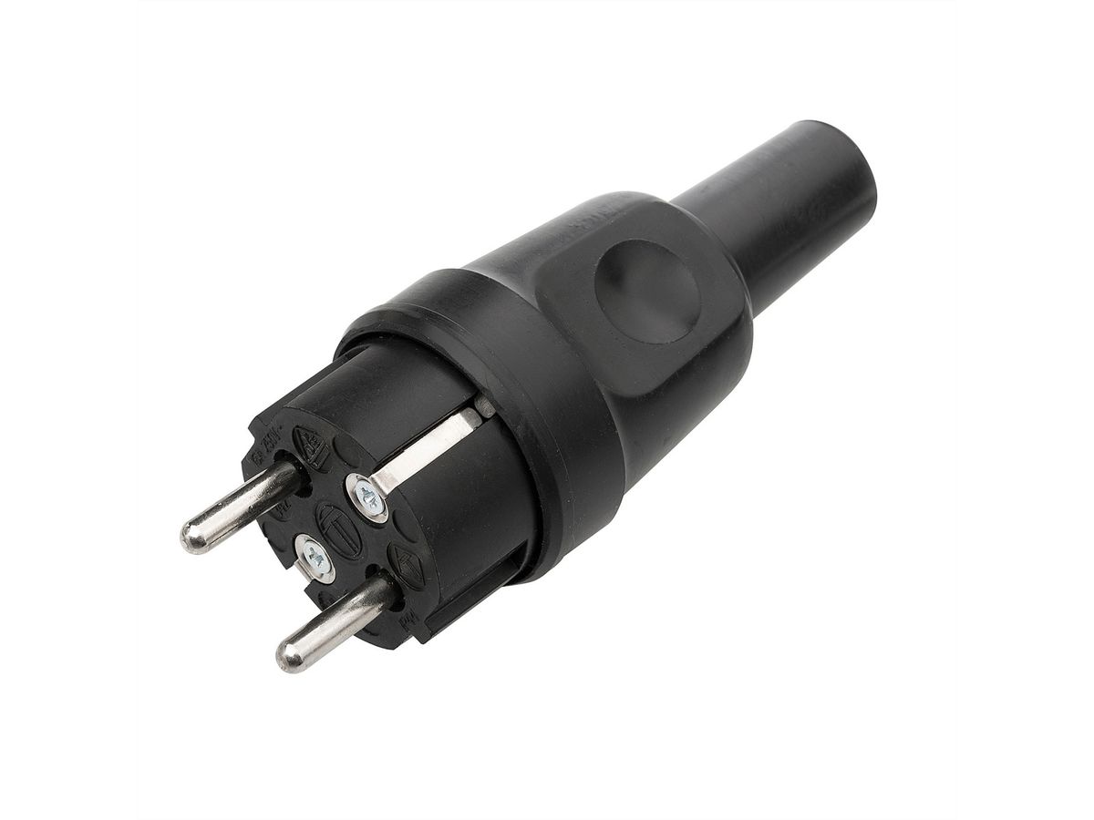 BACHMANN HEAVY-DUTY EARTHED PLUG, Solid rubber, black