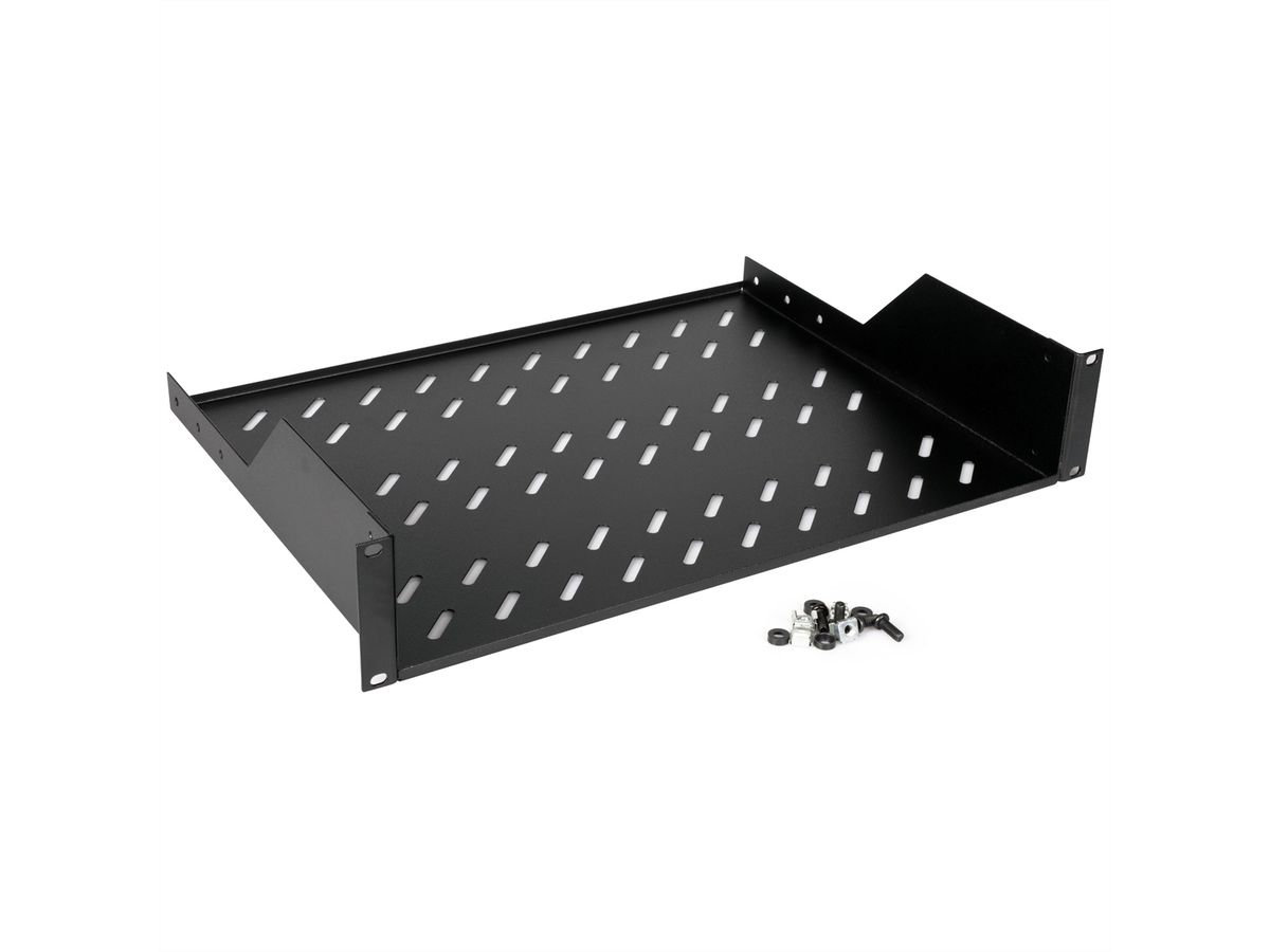 ROLINE 19-inch plank 2 U 350 mm diep, 25 kg draagvermogen zwart