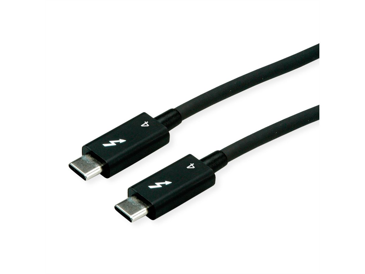 ROLINE Thunderbolt™ 4 kabel, C-C, M/M, 40Gbit/s, 100W, passief, zwart, 2 m