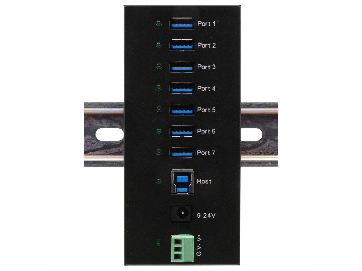 EXSYS EX-11247HMS 7 Port USB 3.2 Gen 1 HUB Din-Rail Kit und Wand VIA VL813 Chipset