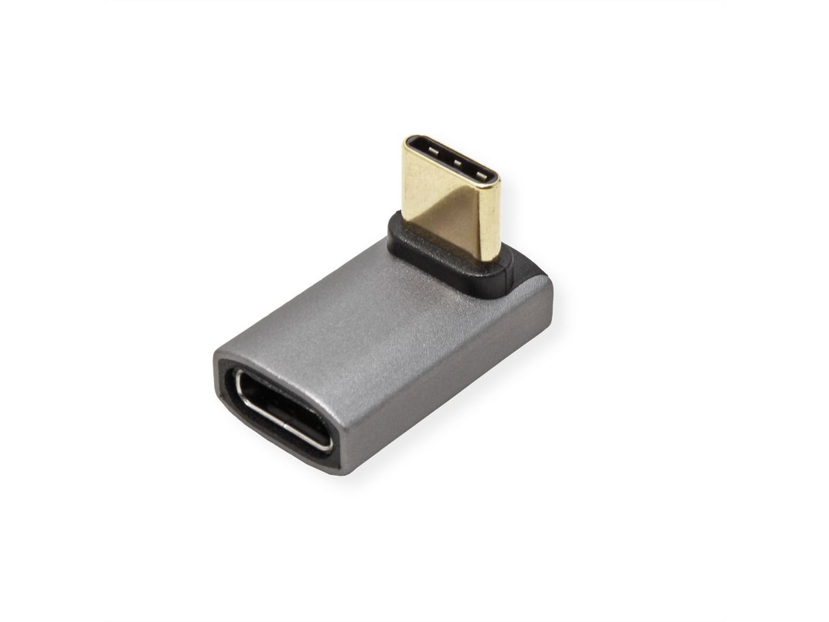 ROLINE Adapter, USB4 Gen 3x2, Aluminum, 90° wide, Type C, M/F, silver