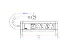 BACHMANN Desk 3x earthing contact, switch, 3 m