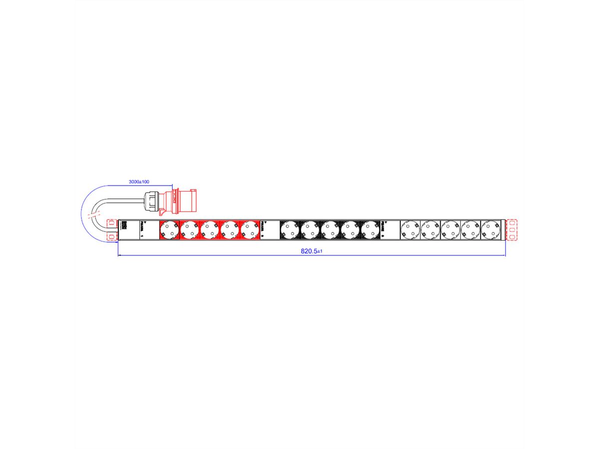 BACHMANN IT PDU ALU 0HE 15 x geaard contact CEE 3x 16A rood