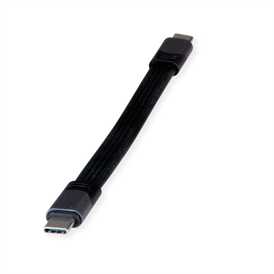 ROLINE USB4 Gen3x2 kabel, C-C, M/M, 8K UHD-2, 40Gbit/s, 100W, extra plat, zwart, 15 cm