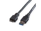 ROLINE USB 3.2 Gen 1 kabel, type, A M - Micro B M, zwart, 3 m