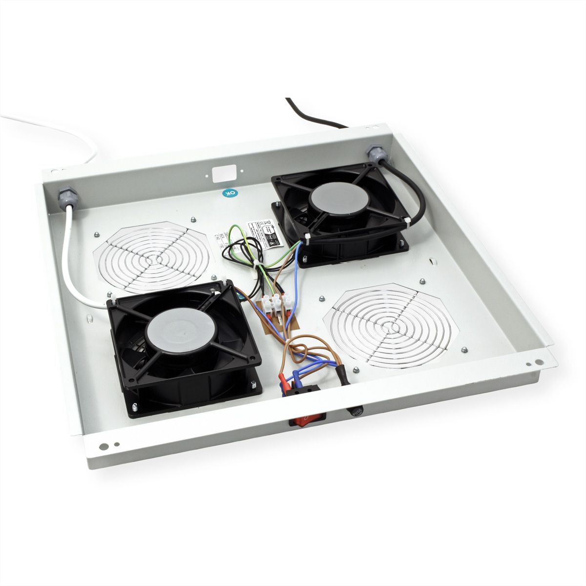 ROLINE 19-inch dakventilatie unit met 2 ventilatoren, thermostaat, grijs