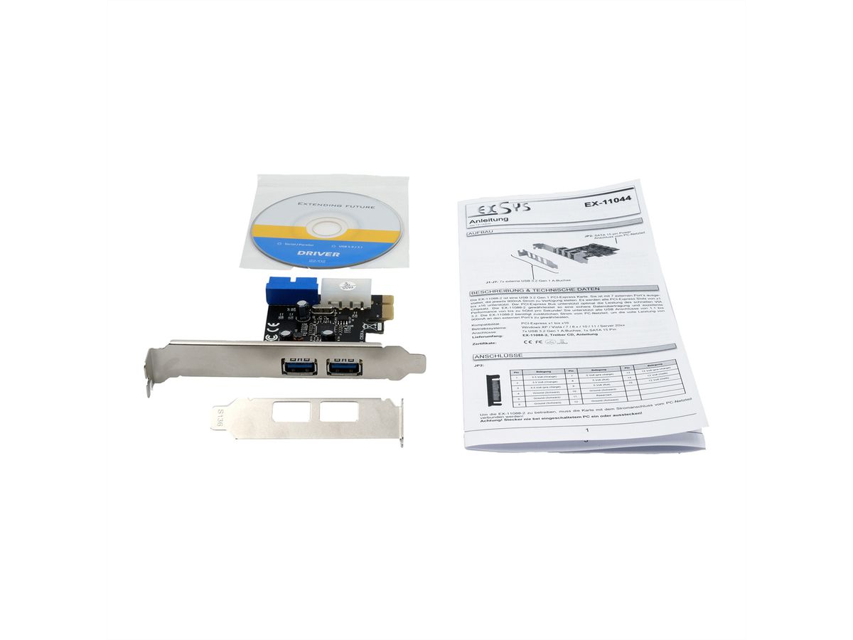 EXSYS EX-11049 2+2-Poort USB 3.2 Gen 1 PCIe Kaart