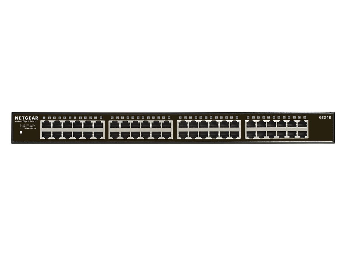 Netgear GS348 Unmanaged Gigabit Ethernet (10/100/1000) 1U Zwart