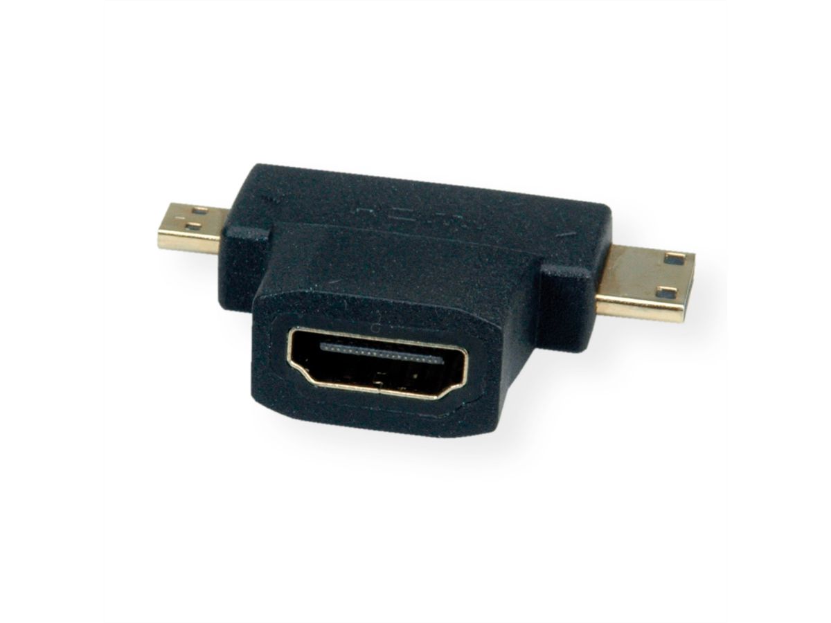 VALUE HDMI T-Adapter, HDMI  - HDMI Mini + HDMI Micro