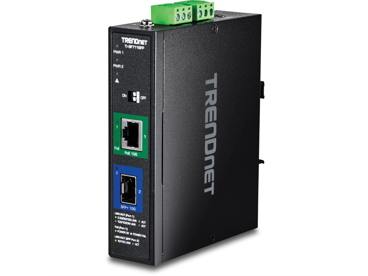 TRENDnet TI-BF711SFP Industrial Medienkonverter 10G SFP+ auf 10G  PoE++