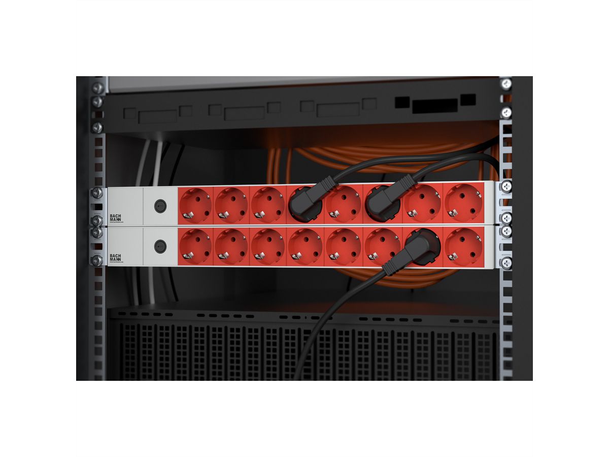 BACHMANN 19" stekkerdoos 8-voudig, 2300W, IEC320 C14 stekker