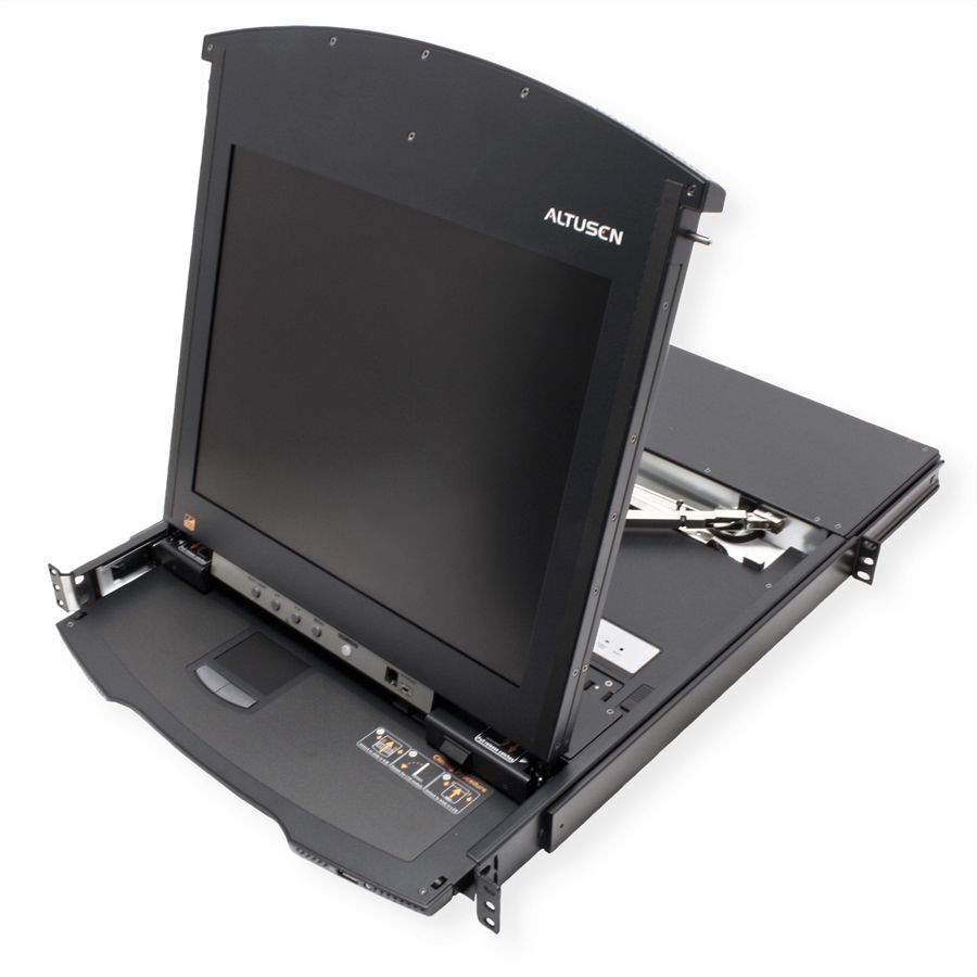 ATEN KL1516AiM KVM Over-IP Switch, 43cm TFT, VGA, PS/2-USB über Kat 5, 16 Ports, IT-Layout