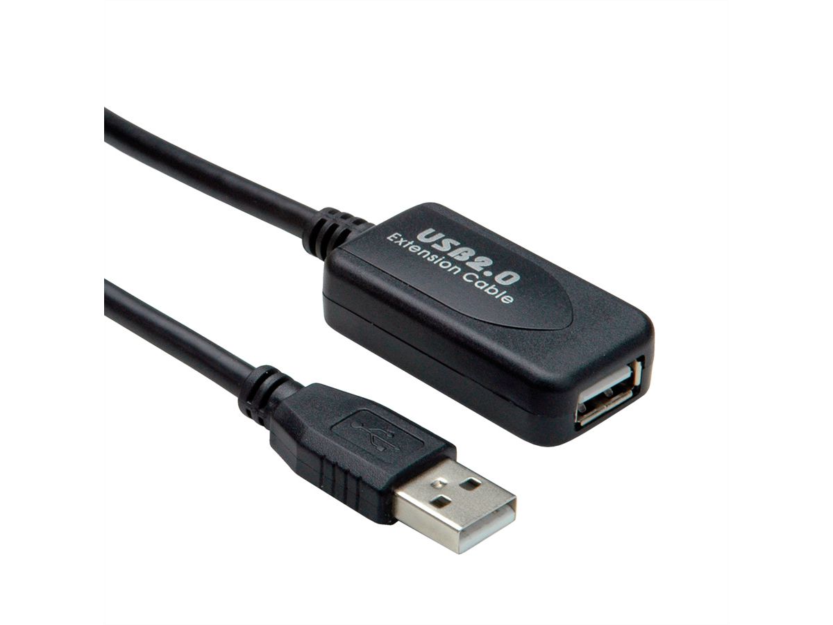 STANDARD USB 2.0 Verlängerung, aktiv, mit Repeater, schwarz, 15 m